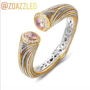 High Quality Pink Crystal Open Bangle Bracelet